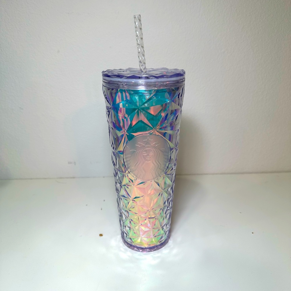 Starbucks Christmas Holiday 2023 White Clear Diamond Prism Crustal Venti Tumbler